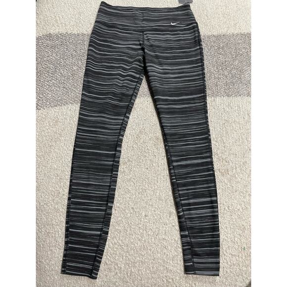 NWT Nike Dri Fit Leggings Women's Size Medium Gray White Stripe 645798 MSRP $55 - Picture 5 of 9